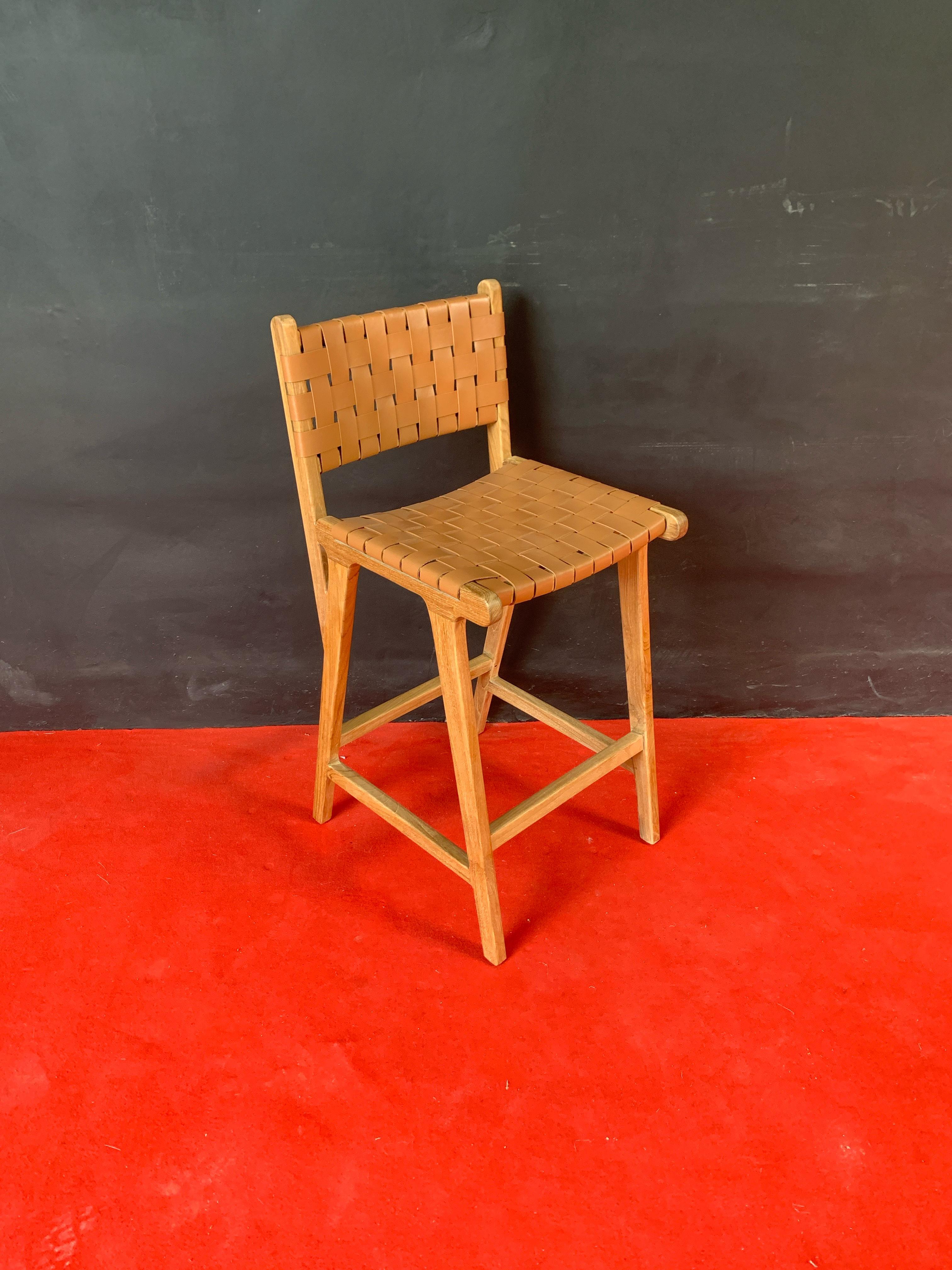 BC-01 – Bar Chair with Woven Leather Seat