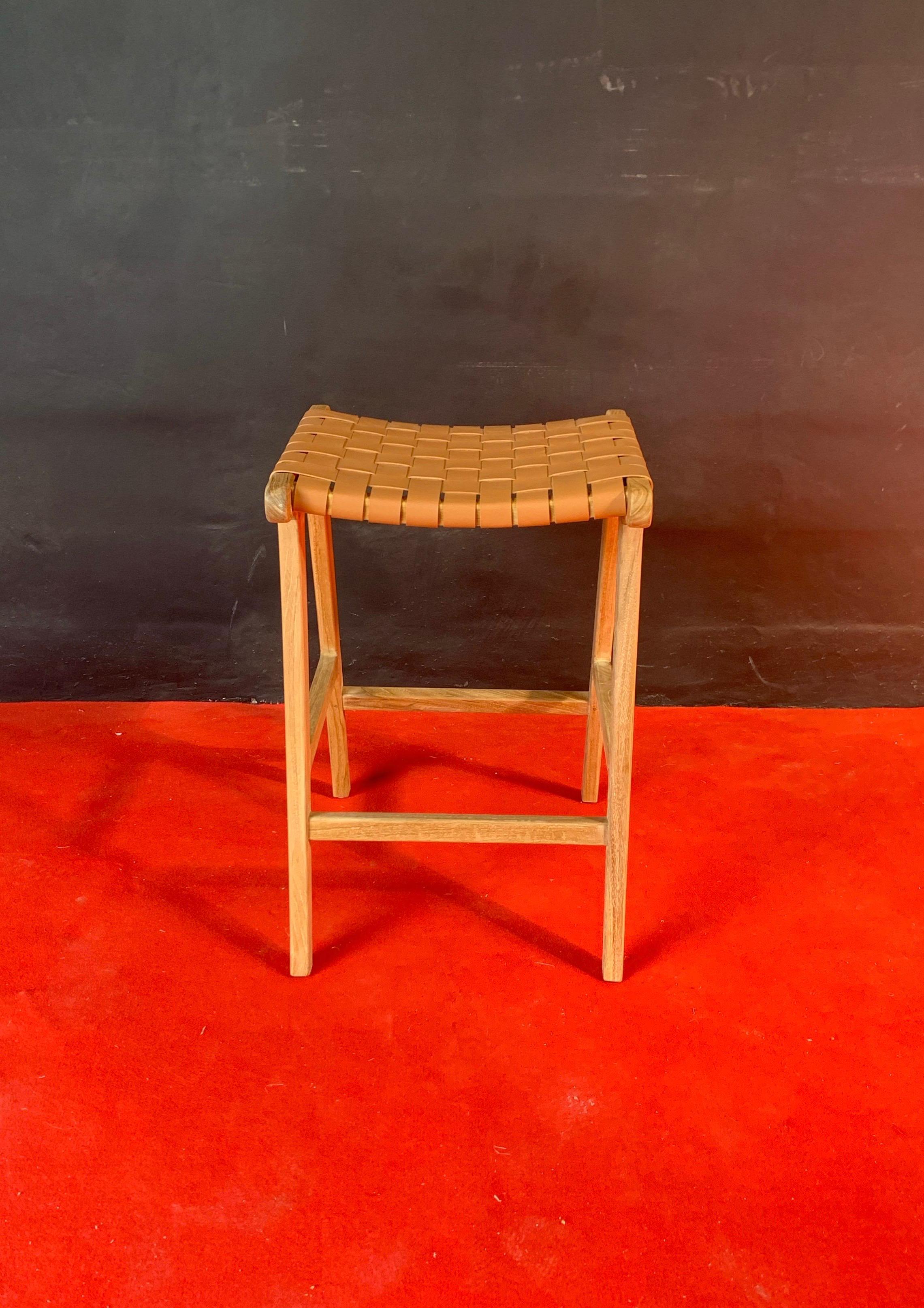 BS-01 – Bar Stool with Woven Leather Seat