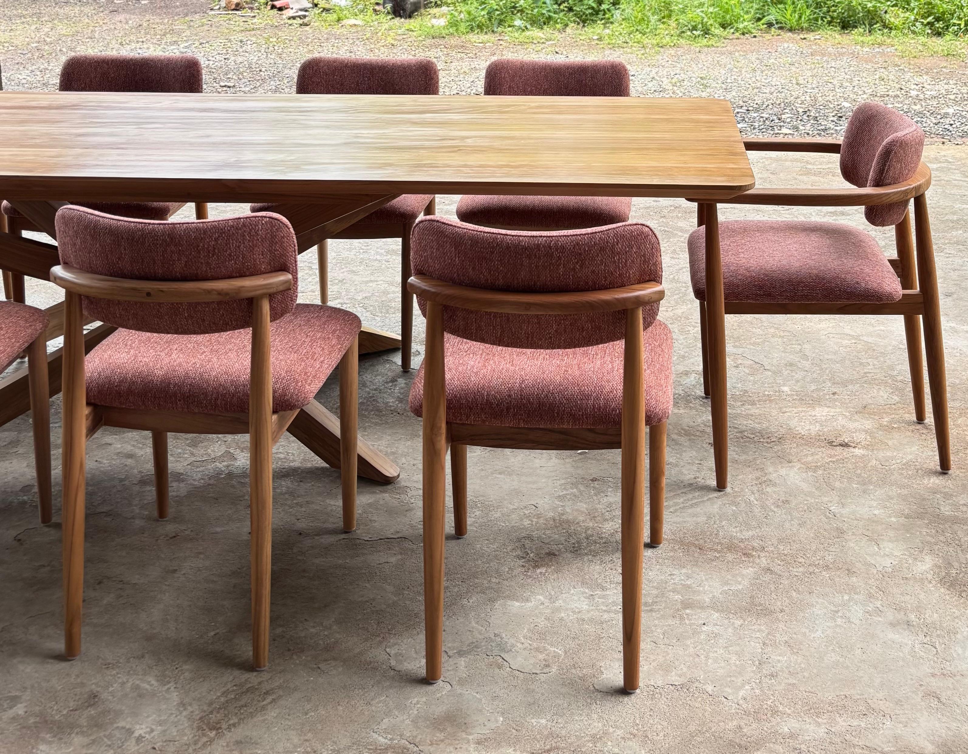 DS-07 - Teak Dining Set with Cushion Seat & Back Chairs