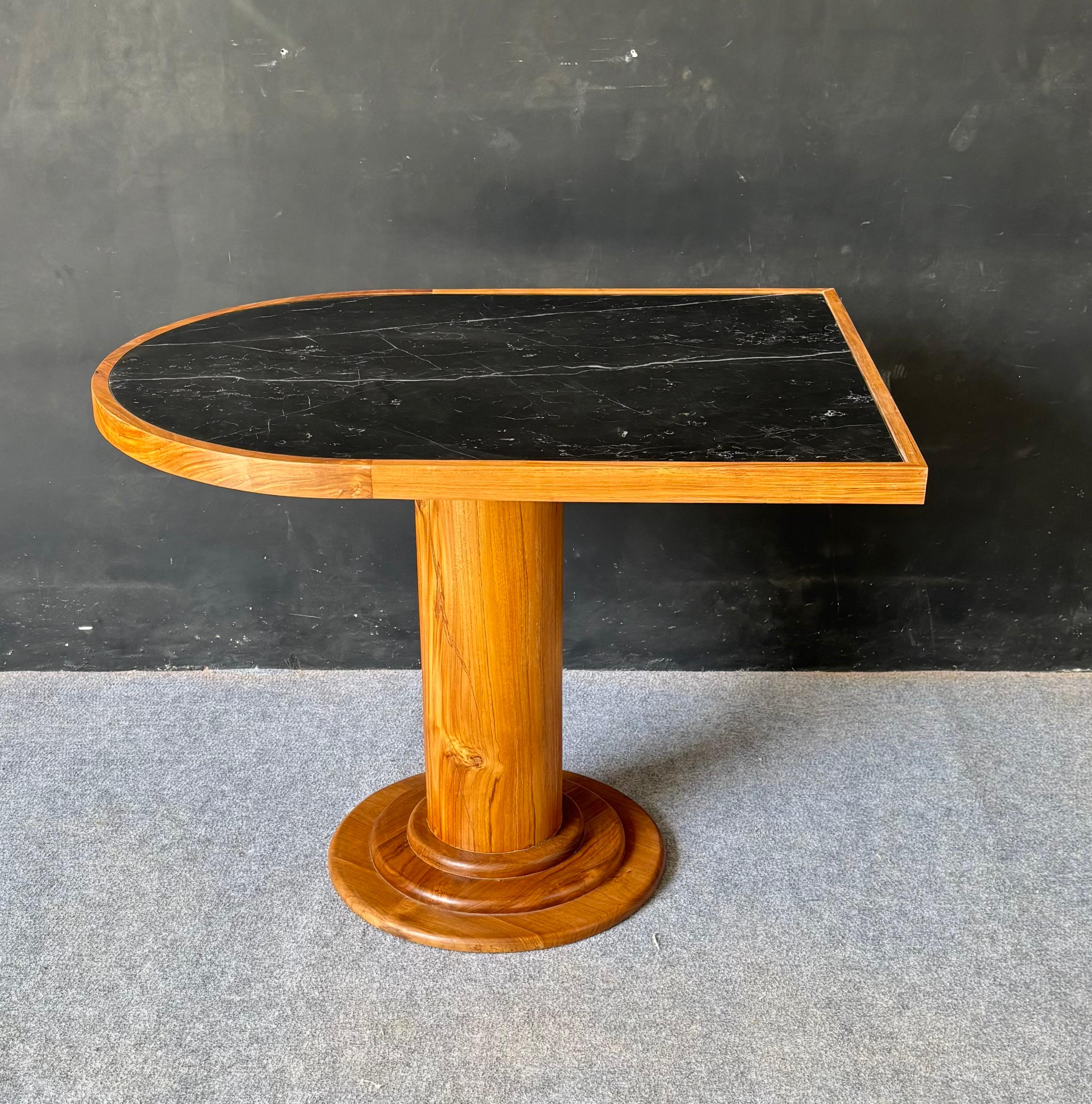 DT-20 - D-Shape Wooden Dining Table with Marble Top
