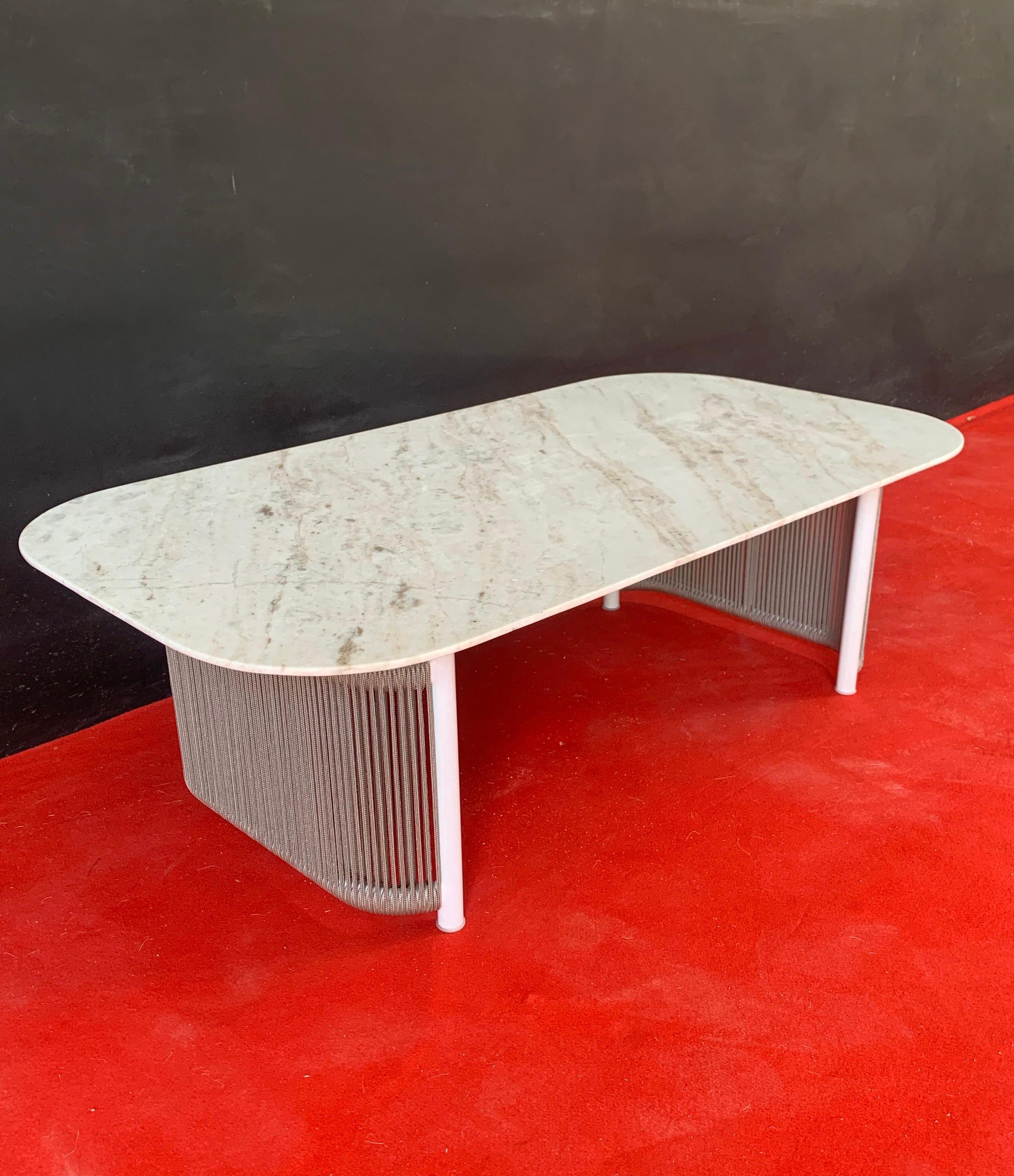 CT-01 – Marble Top, Stainless Frame with Woven Rope