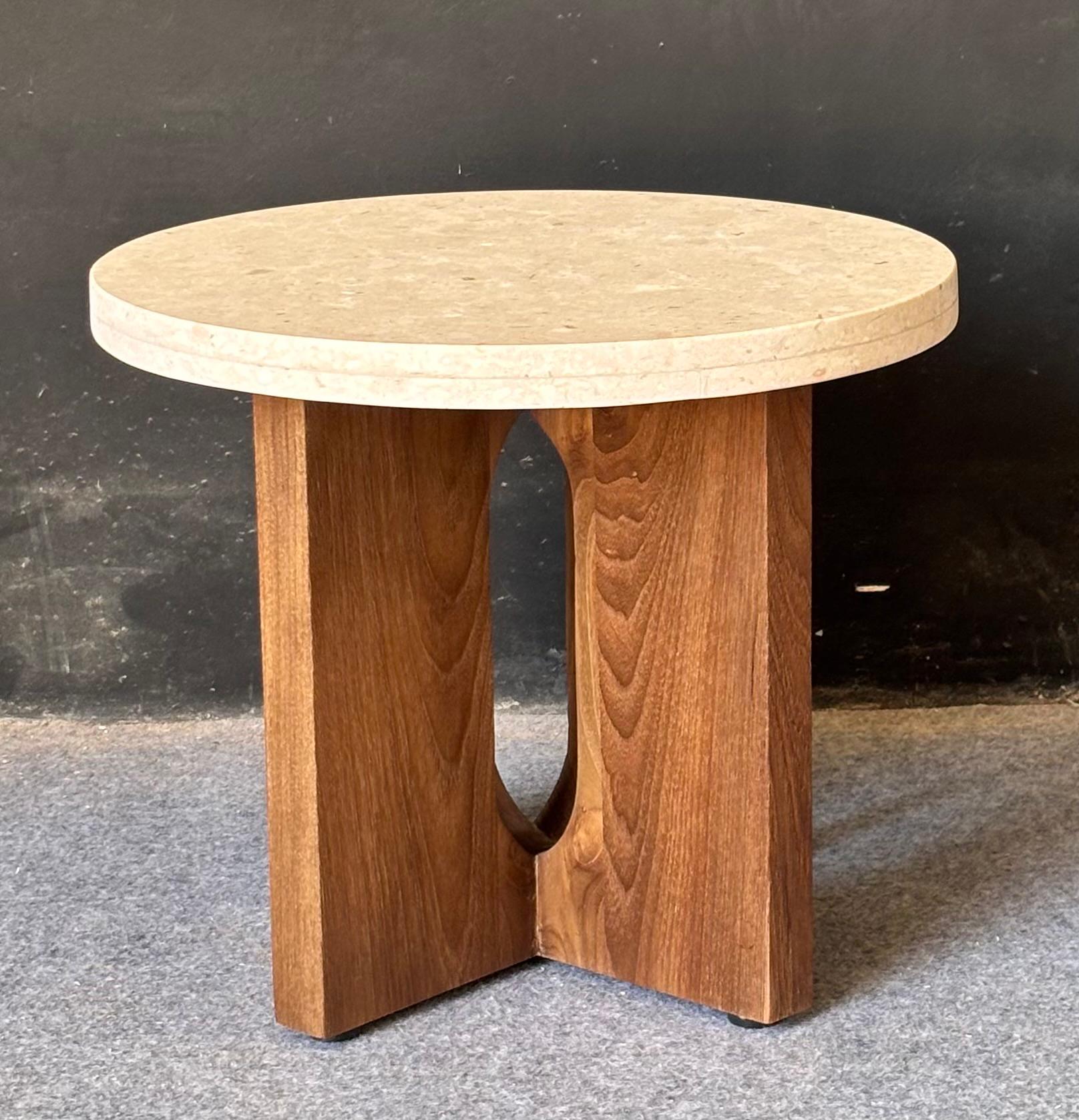 CT-06 - Reclaimed Wood Coffee Table with Travertine Top