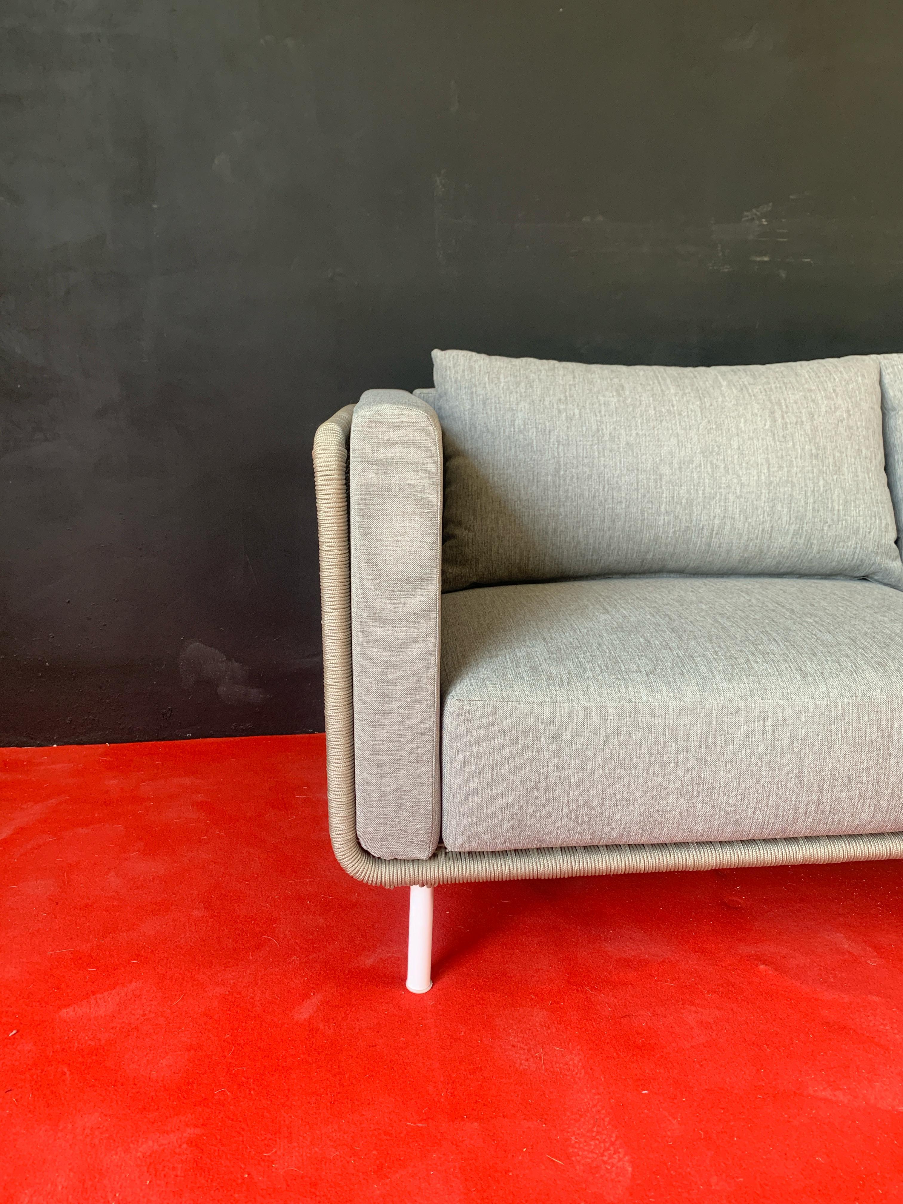SF-03 – Stainless Steel Frame Sofa with Woven Rope and Cushion