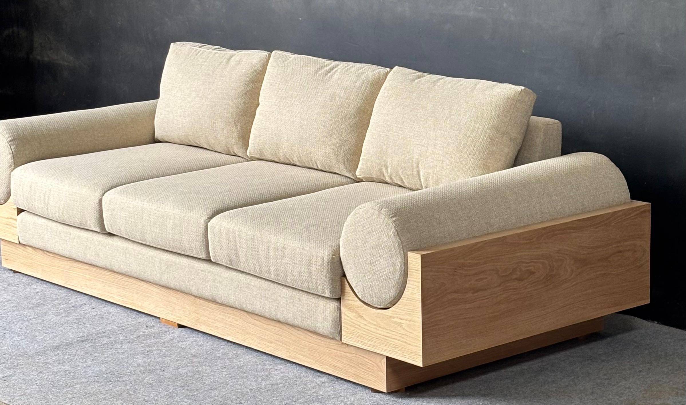 SF-08 - Wooden Veneer Sofa with Cushions