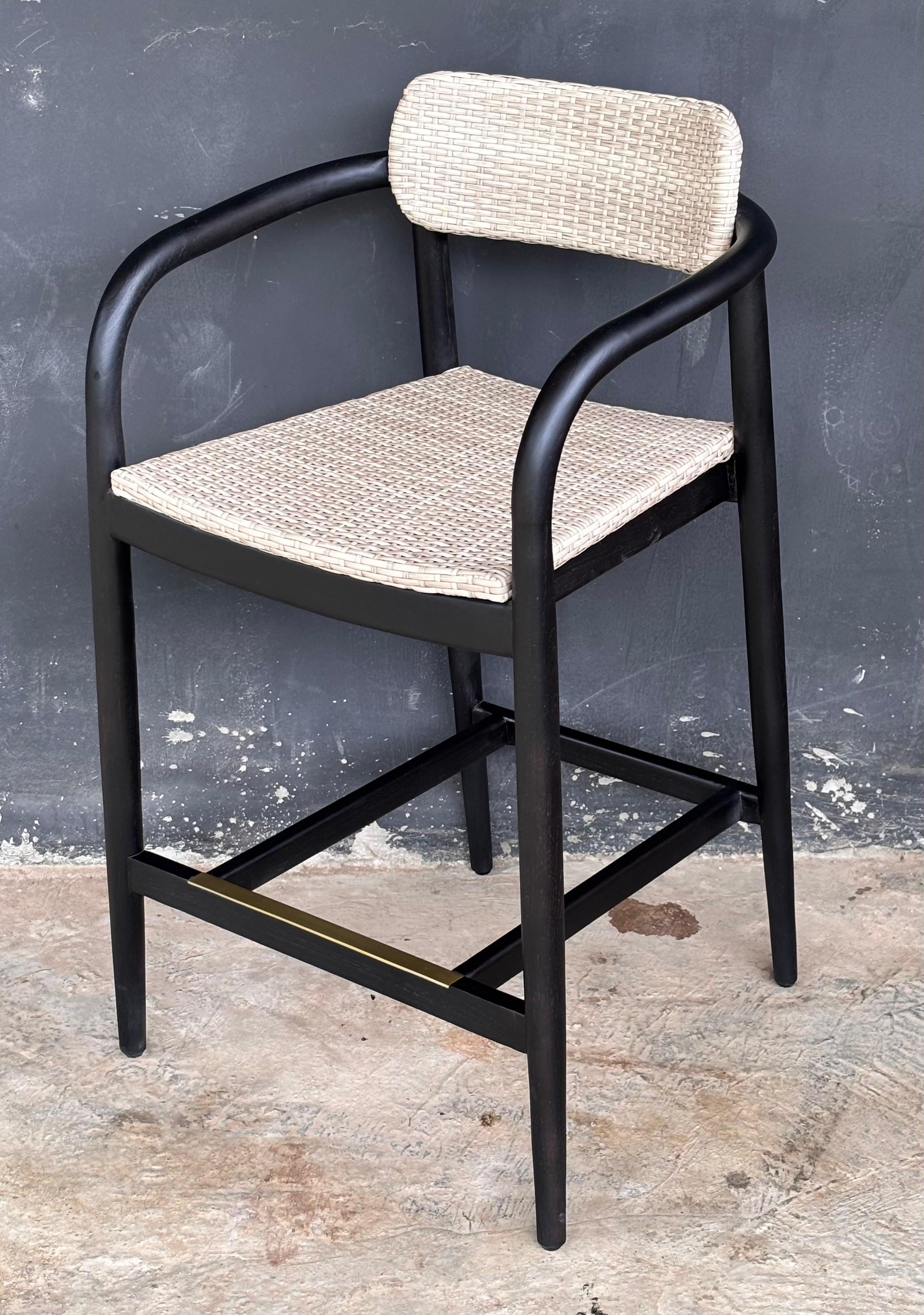 BC-07 - Black Bar Chair with Synthetic Woven Seat and Backrest