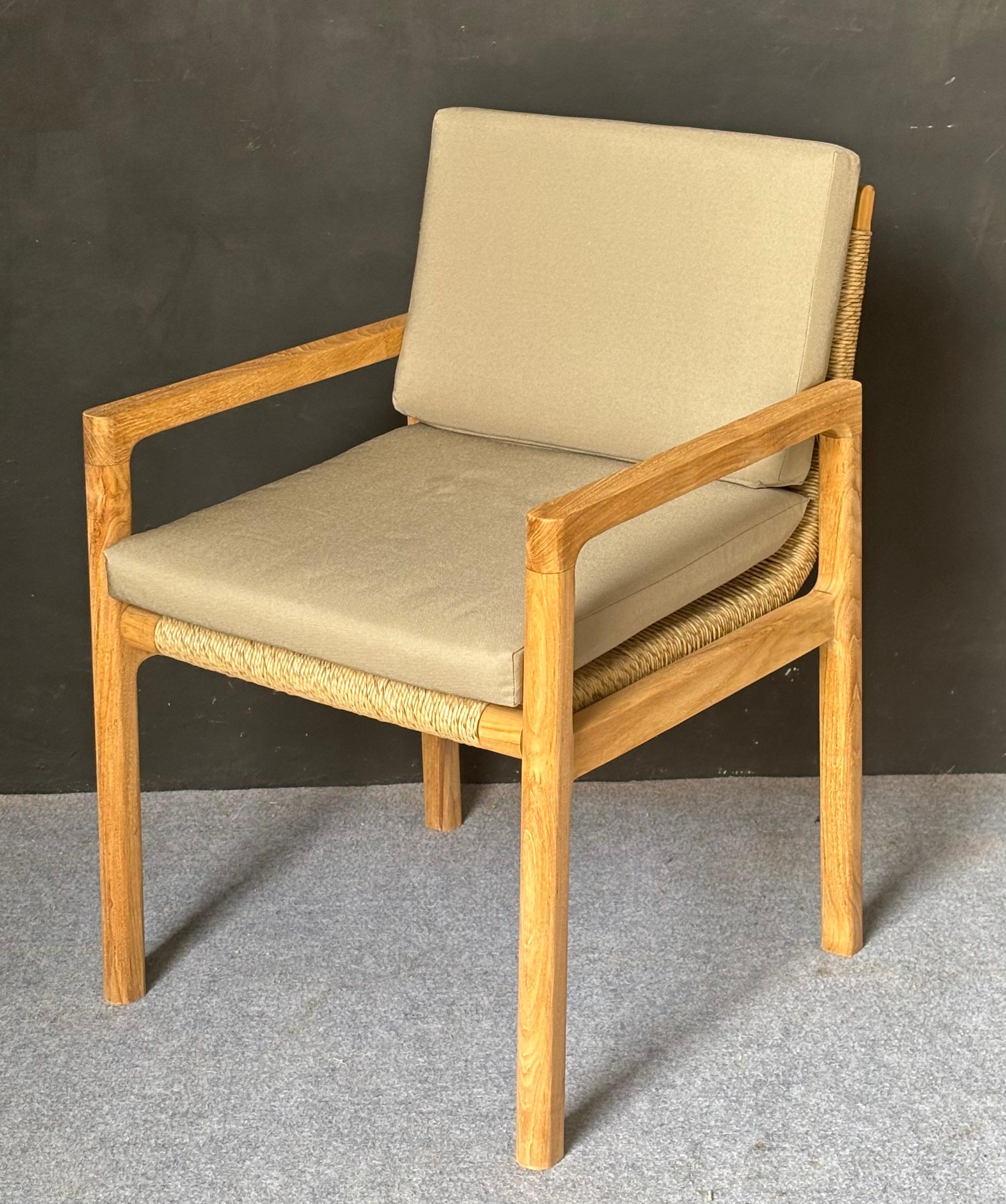 DAC-11 - Wooden Dining Arm Chair with Woven Seat & Back and Cushions