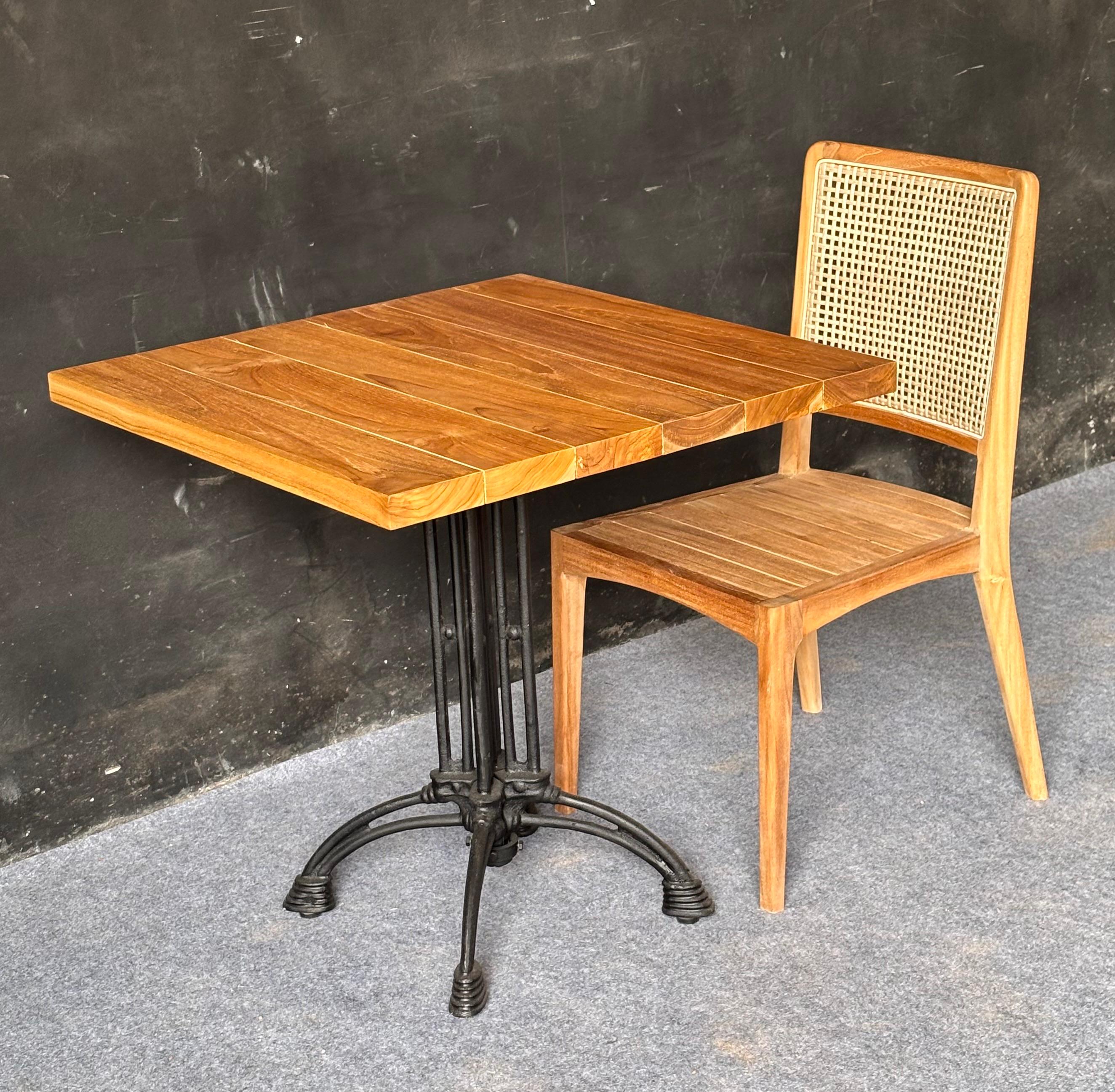 DS-06 - Square Dining Set with Metal Base and Rattan Dining Chairs