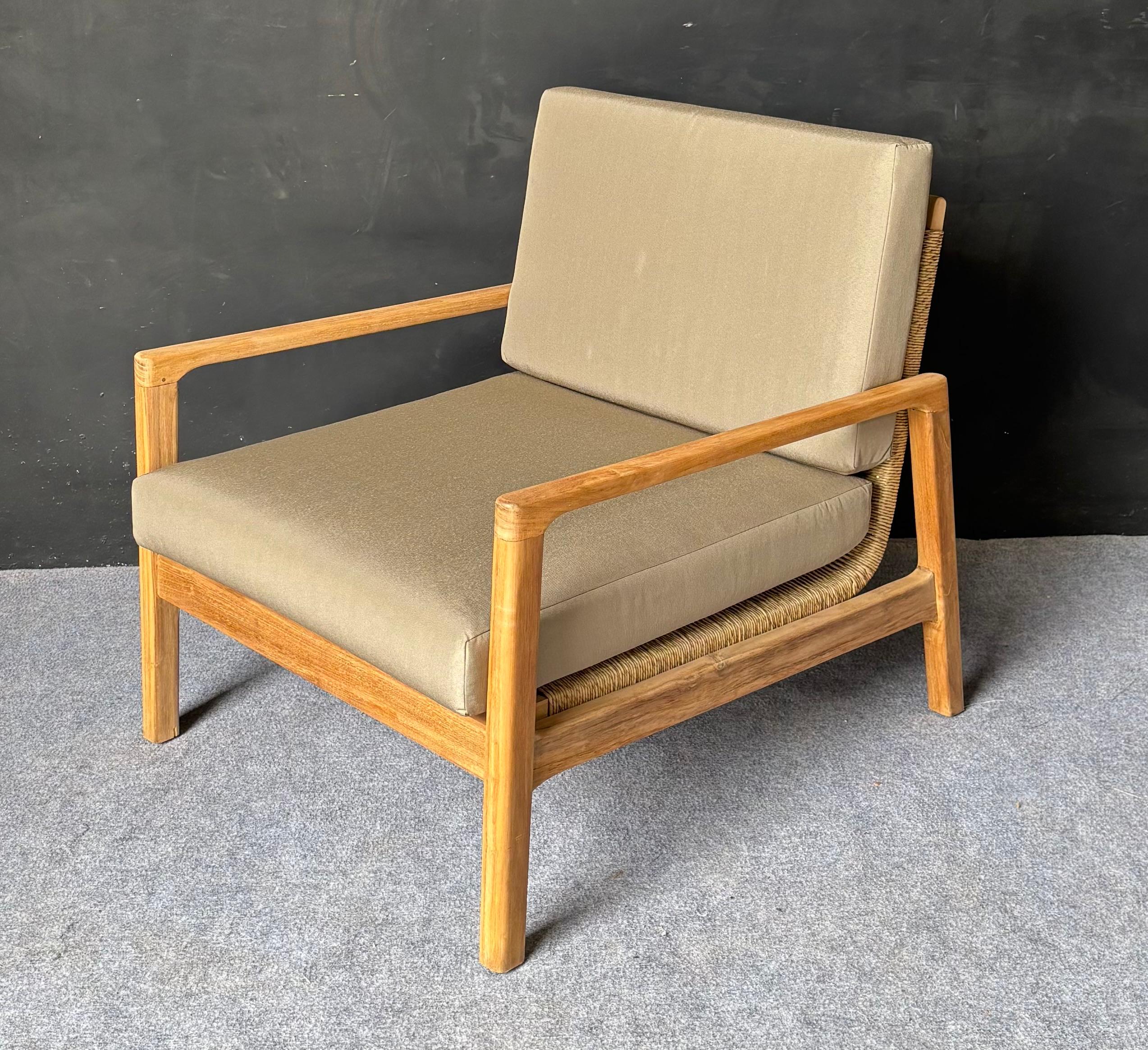 LC-15 -Wooden Woven Lounge Chair with Cushion