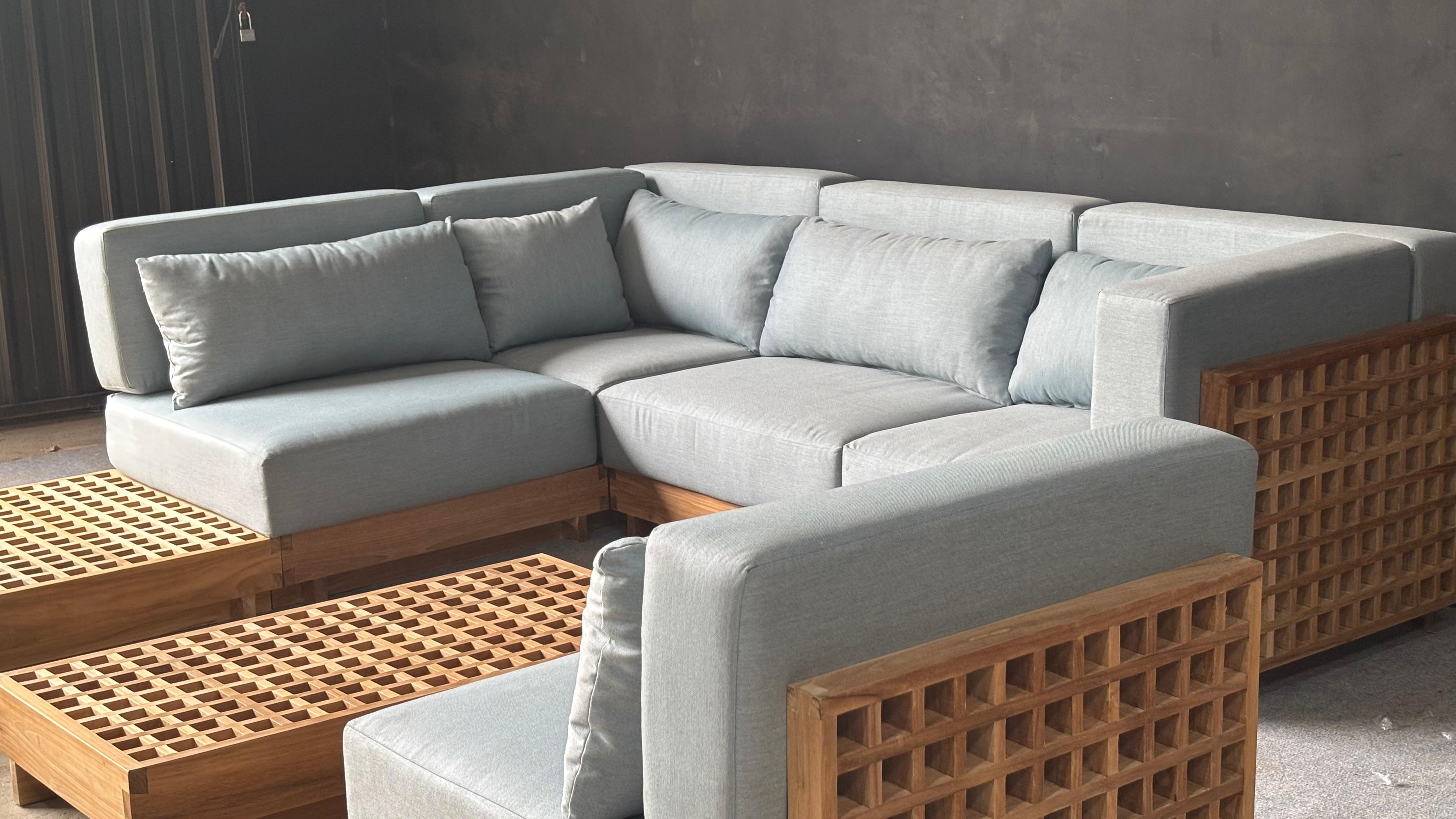 SFS-04 - Teak Wood Sofa Set with Cushions