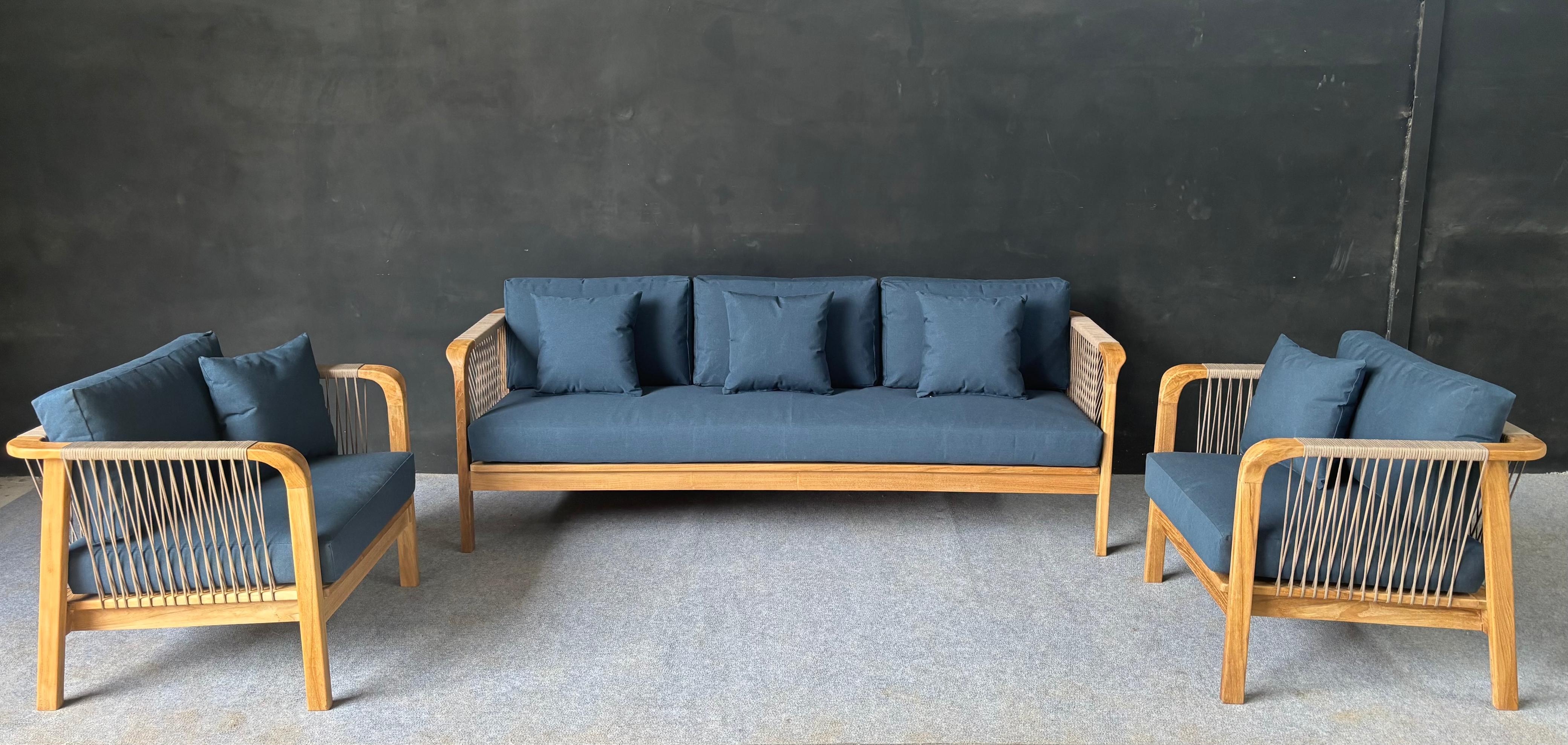 SFS-05 - Sofa Set with Rope Backrest, Cushions and Pillow