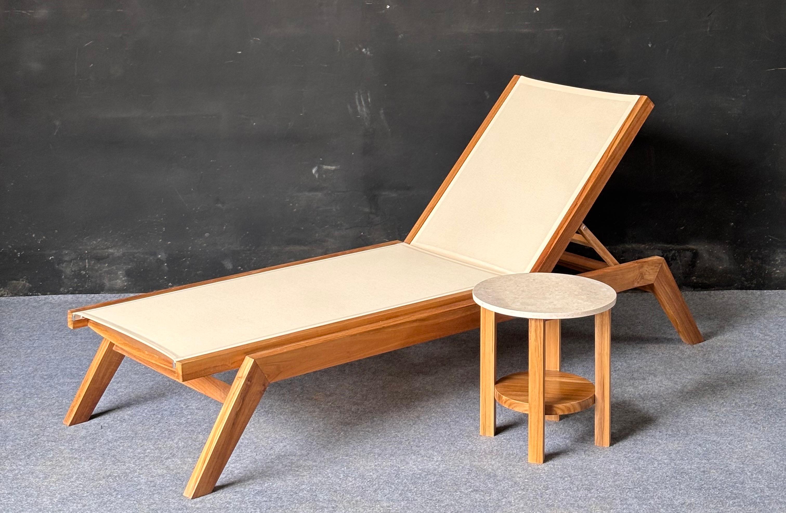 LS-02 - Teak Sun Lounger Set with Side Table (Marble Top)